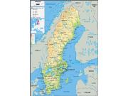 Sweden <br /> Physical <br /> Wall Map Map