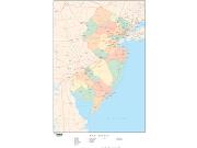 New Jersey  <br />with Counties <br /> Wall Map Map