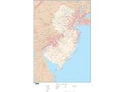 New Jersey  <br />with Roads <br /> Wall Map Map