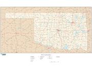 Oklahoma  <br />with Roads <br /> Wall Map Map
