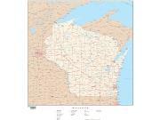 Wisconsin  <br />with Roads <br /> Wall Map Map