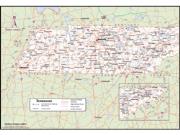 Tennessee <br /> Wall Map <br />with Counties Map