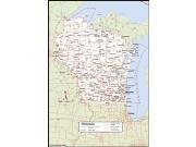 Wisconsin <br /> Wall Map <br />with Counties Map