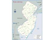 New Jersey <br />County Outline <br /> Wall Map Map