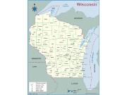 Wisconsin <br />County Outline <br /> Wall Map Map