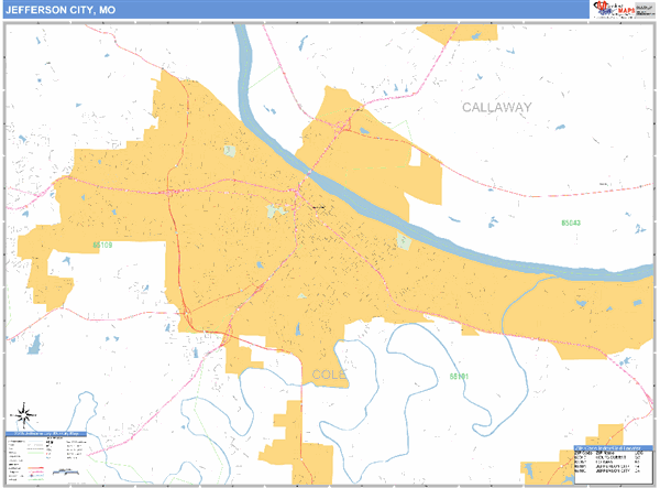 Jefferson City, MO Wall Map Basic - MarketMAPS - DaVinciBG