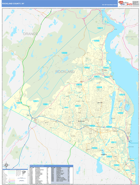 Map Of Rockland County Ny Rockland County, Ny Zip Code Wall Map By Marketmaps From Davincibg.com