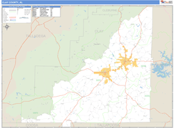 Clay County, AL Zip Code Wall Map