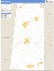 Lamar County, AL Zip Code Wall Map