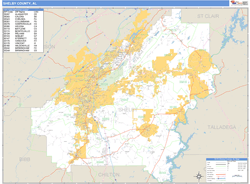 Shelby County, AL Zip Code Wall Map