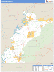 Talladega County, AL Zip Code Wall Map