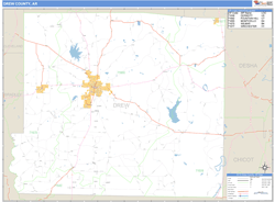 Drew County, AR Zip Code Wall Map