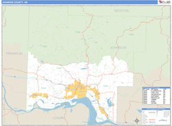 Johnson County, AR Zip Code Wall Map