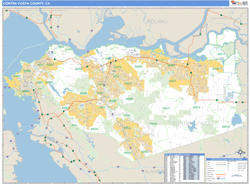 Contra Costa County, CA Zip Code Wall Map