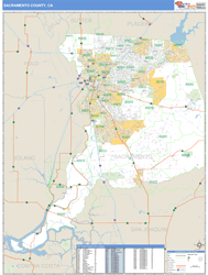 Sacramento County, CA Zip Code Wall Map