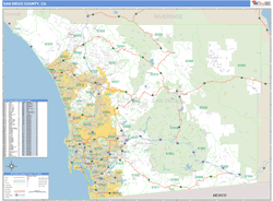 San Diego County, CA Wall Map