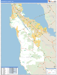 San Mateo County, CA Zip Code Wall Map