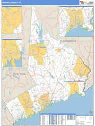 Fairfield County, CT Zip Code Wall Map