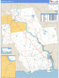 Middlesex County, CT Zip Code Wall Map