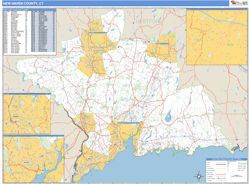 New Haven County, CT Zip Code Wall Map