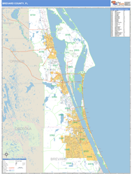 Brevard County, FL Zip Code Wall Map