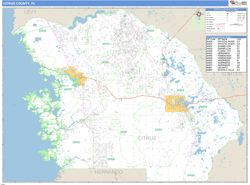 Citrus County, FL Zip Code Wall Map