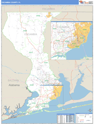 Escambia County, FL Zip Code Wall Map