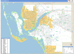 Lee County, FL Zip Code Wall Map