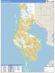 Pinellas County, FL Zip Code Wall Map