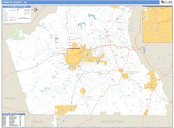 Coweta County, GA Zip Code Wall Map