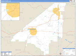 Peach County, GA Zip Code Wall Map