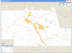 Pickens County, GA Zip Code Wall Map