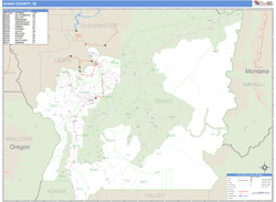 Idaho County, ID Zip Code Wall Map