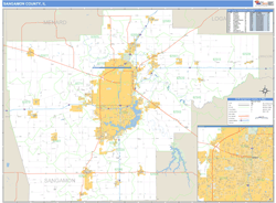 Sangamon County, IL Zip Code Wall Map