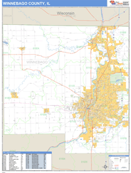 Winnebago County, IL Zip Code Wall Map