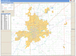 Allen County, IN Zip Code Wall Map