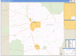 Lawrence County, IN Zip Code Wall Map