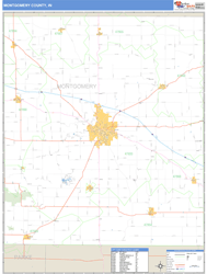 Montgomery County, IN Zip Code Wall Map