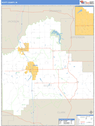 Scott County, IN Zip Code Wall Map