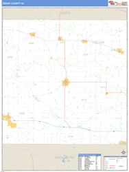 Cedar County, IA Zip Code Wall Map