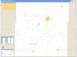 Anderson County, KS Zip Code Wall Map