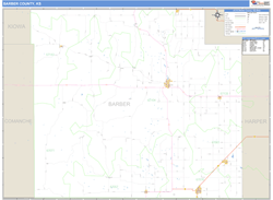 Barber County, KS Zip Code Wall Map