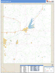 Butler County, KS Zip Code Wall Map