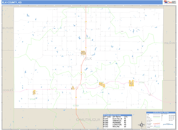 Elk County, KS Zip Code Wall Map