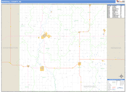 Marshall County, KS Zip Code Wall Map