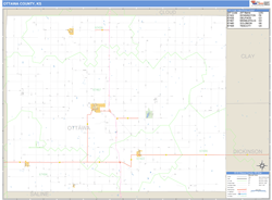 Ottawa County, KS Zip Code Wall Map