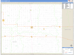 Rush County, KS Zip Code Wall Map