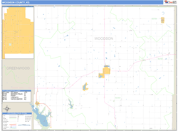 Woodson County, KS Zip Code Wall Map