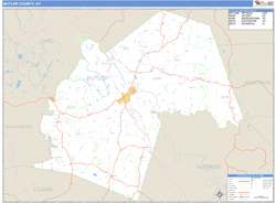 Butler County, KY Zip Code Wall Map