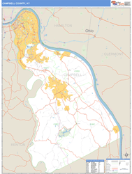 Campbell County, KY Zip Code Wall Map